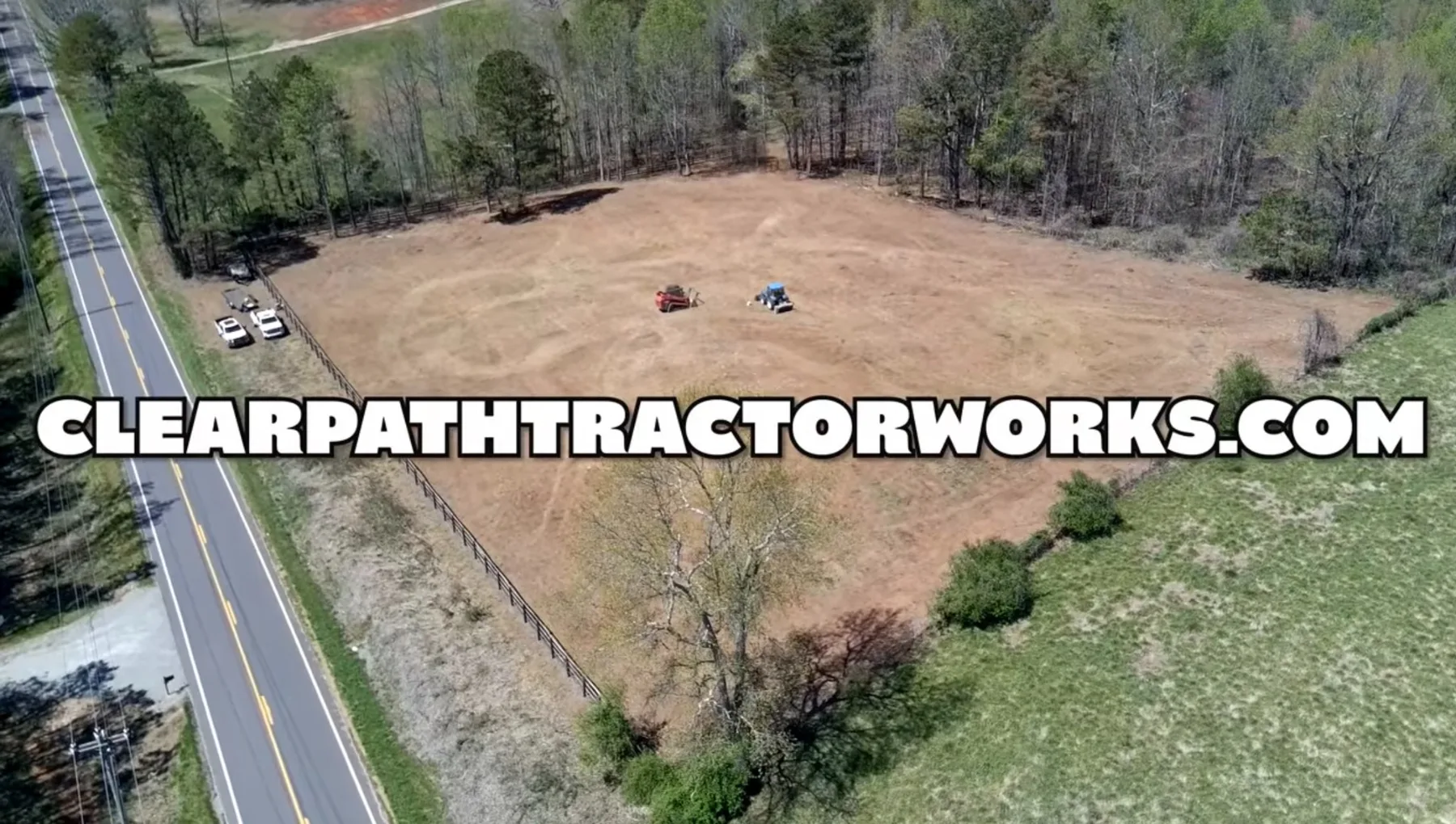 Aerial view of acreage after land clearing